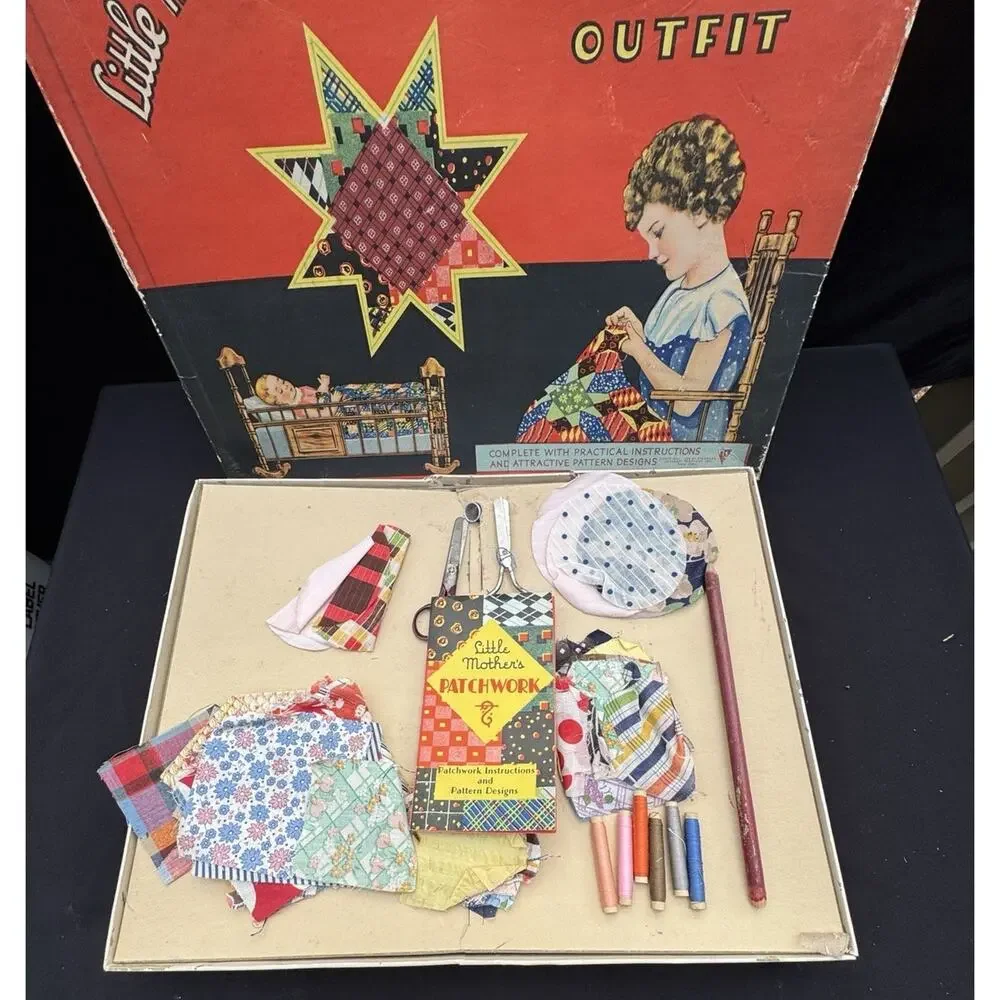 Rare Vtg 1920’s Little Mothers Patchwork Outfit Standard Toykraft Set Unused!